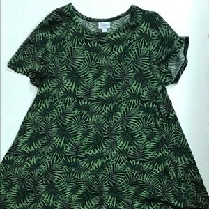 Lularoe Jessie Dress Palm Leaves Sz L Green Black